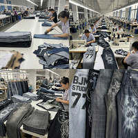 Jeans empilés imprimés sur mesure, choix de motifs variés, design d'illustrations personnalisées, pantalon en denim léger, tenue décontractée de style urbain
