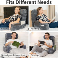 Coussin de dossier surdimensionné avec poche pour téléphone, appui-tête réglable, coussin de soutien pour le dos et les bras
