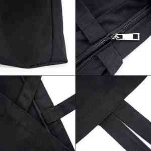 Custom DIY Design Beach Picnic Fitness Grocery Shopping Shoulder Black White Mix Color <b>Large</b> 12 oz Cotton Canvas Tote Bag - Product Image 2