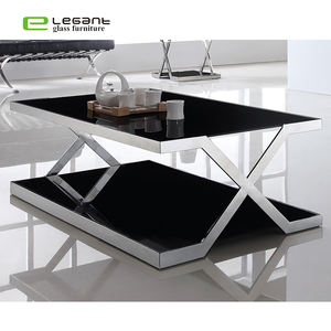 <span class=keywords><strong>Tavolino</strong></span> da Caffè Grande a Due Piani in <span class=keywords><strong>Plexiglass</strong></span> <span class=keywords><strong>Nero</strong></span> Design Moderno - Product Image 1