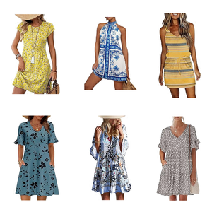 Robes décontractées pour femmes, été, emballage aléatoire, robe à bretelles sans marque, coton/polyester, robe d'été femme - Product Image 5