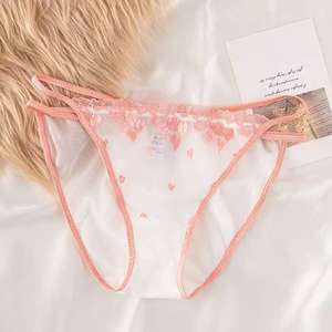 Culottes taille haute pour femmes, style string, en dentelle sexy brodée à motif floral, sans couture, respirantes, écologiques et à coupe haute - Product Image 4