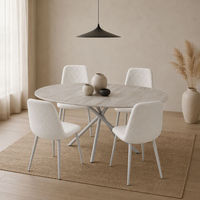 Table à manger extensible avec pieds en métal croisés, plateau en MDF, style moderne minimaliste, gain de place, meubles de salle à manger pour restaurant