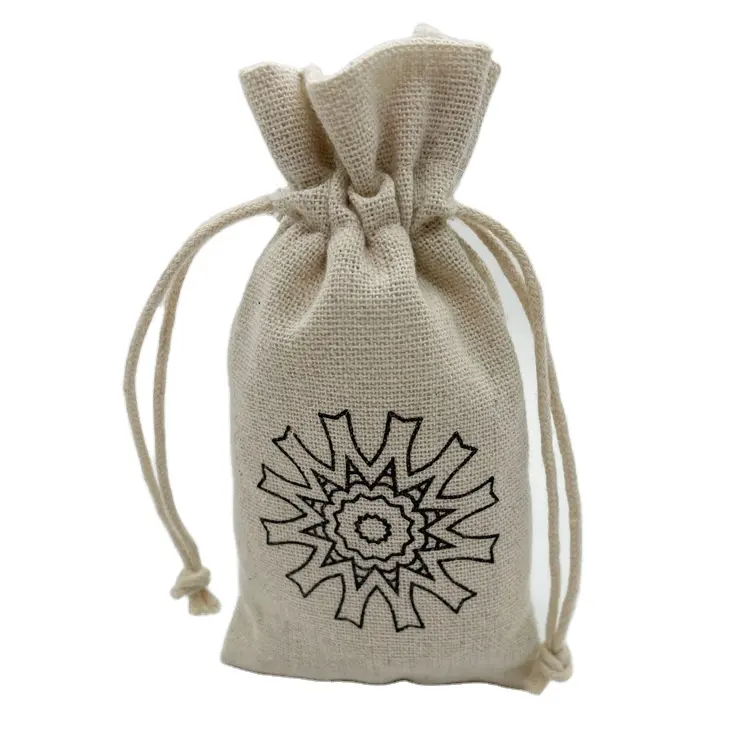 Custom jewelry 100% Organic Cotton canvas pouch Small Cotton Drawstring Bag for gift packaging linen drawstring bag custom logo