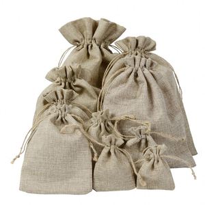 Custom Logo Eco-friendly Promotional Draw <b>String</b> Favor Jute <b>Bags</b> Set with Tag Small Gift Pouch Sack Wholesale - Product Image 1