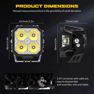 Módulos LED RGB Multifunción de 3 Pulgadas 270 °   Tecnología Side Shooter Sin Oscuridad, 2 Lados para Parachoques de Pilar A de UTV ATV - Product Image 6