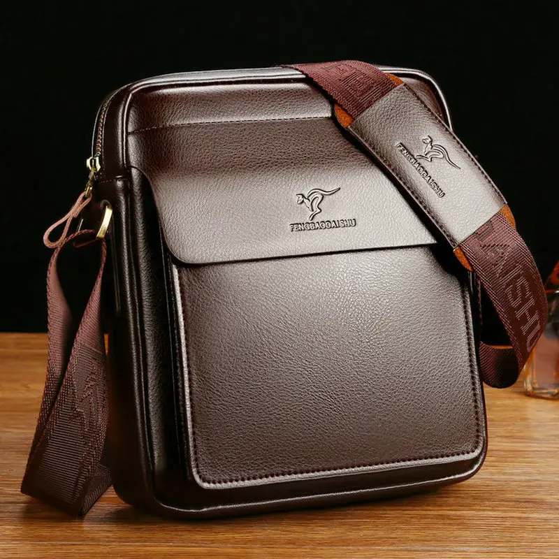 M2506 Business men messenger bags men's popular designer pu leather bag vertical fashion shoulder bag