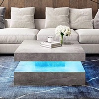 Meubles de salon carrés modernes de luxe Docarelife Table centrale en bois Table basse RVB avec lumière LED