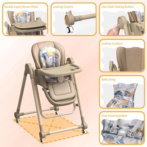 Modern 3 in 1 Baby High <b>Chair</b> Foldable Plastic PP Swing Dining <b>Chair</b> <b>Folding</b> Children's Feeding High <b>Chair</b> for Bedroom Hotel Use - Product Image 3