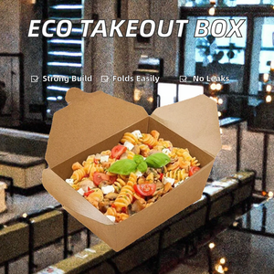 Cajas de Papel Kraft Biodegradables y Ecológicas para Llevar Comida, Plegables, a Prueba de Fugas, con Asa, Grosor de 1 mm, Impresión de Logotipo Personalizada - Product Image 2