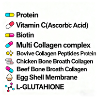 GLUTA GLOW SPARKLE Poudre de peptides de collagène multiples avec L-Glutathion pour l'hydratation et le soin quotidien de la peau
