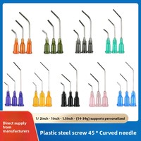Ago Dispensatore Curvo a 45 Gradi da 1.5 Pollici, Punta a Vite in Acciaio Plastico Modello BN-45-1.5IN Marca Shenglong per Colla Industriale