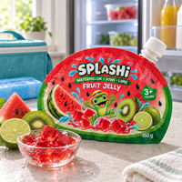 Sachet d'emballage personnalisé imprimé refermable avec bec verseur en forme de melon, kiwi, citron vert, 160g, pour snacks de gelée de fruits, avec fermeture éclair pour enfants