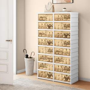 Factory Price Wholesale Stacking Foldable Shoe Storage <b>Box</b> <b>Clear</b> Plastic <b>Display</b> Folding Sneaker Storage <b>Box</b> - Product Image 3
