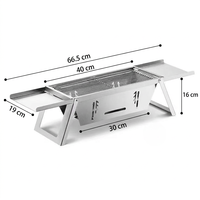 Barbecue portable en acier inoxydable au charbon de bois, pliable, avec étagères latérales pour le camping en plein air et les pique-niques
