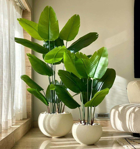 צמח טרופי מלאכותי בונסאי דקל נוסעים עץ בננה מלאכותי עם עלים מבד או פלסטיק - Product Image 1