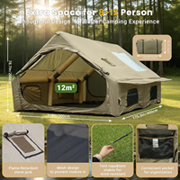 Tente de camping gonflable en forme de dôme 12m², version AB à double porte, deux petites baies vitrées, imperméable, coupe-vent, Oxford robuste, 4 saisons