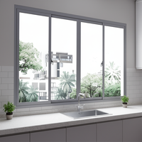 Fenêtre coulissante moderne en aluminium à plusieurs rails, 4 panneaux, verre transparent blanc, grilles décoratives, fenêtres en aluminium pour maison, villa