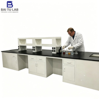 Banc de travail PP lab Island avec plan de travail phénolique et support à réactifs PP pour expériences de réaction acido-basique mixte ISO9001 Baitu lab
