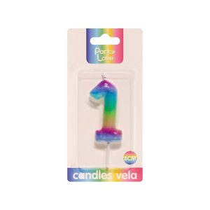 Vela de Cumpleaños con Número 1 Arcoíris, 6 cm, para Fiestas - Product Image 2