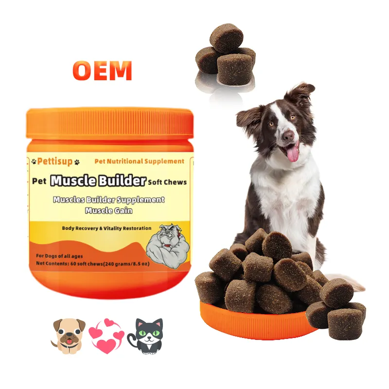 Pettisup Custom Private Label Muscle Gain Soft Chews for Dog Nutrition Supplement Dog Chews Treats Pet Muscle booster soft chews