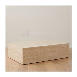 Newstar <span class=keywords><strong>Table</strong></span> centrale moderne meubles de salon <span class=keywords><strong>Table</strong></span> basse rectangulaire en travertin socle en marbre <span class=keywords><strong>Table</strong></span> basse en marbre Beige - Product Image 1