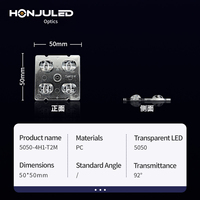 HONJU 5050 SMD 4-en-1 Lentille optique collimateur LED TIR Anti-UV en PC IP65 Transmittance >90% pour éclairage commercial extérieur