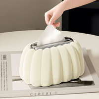 Boîte à mouchoirs de luxe en forme de citrouille avec levage automatique par ressort, distributeur de serviettes moderne pour cuisine, salon et bureau