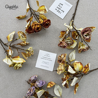 Parasol en gros d'usine, fleur artificielle de haute qualité pour la décoration intérieure QYYN-1175, petite rose à 4 têtes