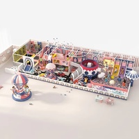 Équipement de jeu intérieur personnalisé sur le thème des pastels : Maison WELCOME, toboggan en spirale, carrousel, piscine à balles, mur d'escalade |   FEC pour enfants