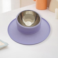 Bol pour animaux de compagnie en silicone et acier inoxydable à double usage, antidérapant et étanche, facile à nettoyer, portable pour chiens et chats