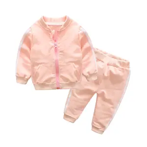 Bebek erkek kız giyim setleri sonbahar bebek pamuk spor takımları fermuar ceketler + pantolon 2 adet yenidoğan Boy bebek eşofman