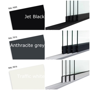 Vente directe usine – Système de porte coulissante en verre sans cadre en aluminium anthracite <span class=keywords><strong>RAL</strong></span> <span class=keywords><strong>7016</strong></span> – Mur coulissant en verre 1 2 3 4 5 6 rails - Product Image 4