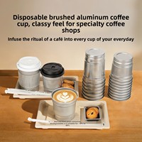 Gobelet élégant et léger en aluminium brossé jetable pour café, boissons froides ou chaudes, idéal pour les cafés