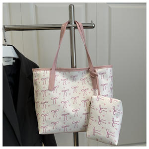 Nouveau sac fourre-tout imprimé nœud papillon, tendance hiver-été, à bandoulière unique, avec fermeture éclair, grand format, et ensemble de pochettes - Product Image 2