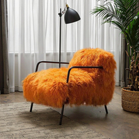 Fauteuils en tissu pour salon, design italien moderne et luxueux, fauteuil de détente en laine de mouton