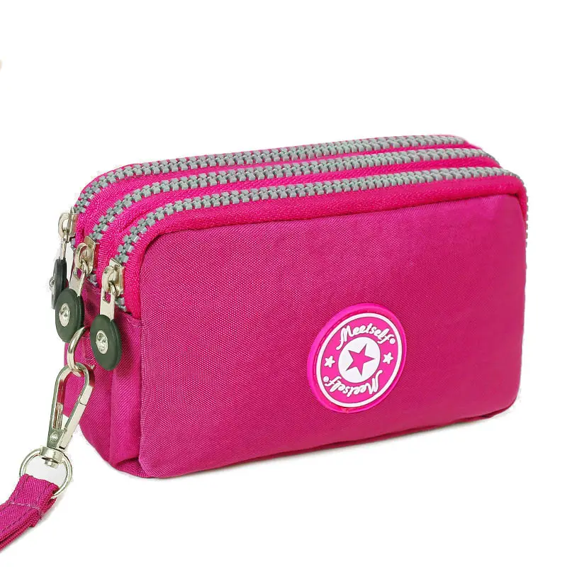 Cheap korean version wallet short three-zip women mobile phone bag sublimation key case coin purse for girl