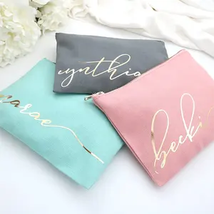 Custom Logo Printed Cotton Canvas Beauty Cosmetic Make Up Toiletry Makeup Bag Durable Fashion Travel Bag