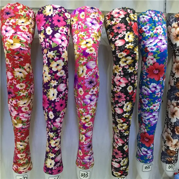 92/8 Polyester Spandex Super Stretch High Quality Double Brushed Custom Colorful Spring Flowers Leggings