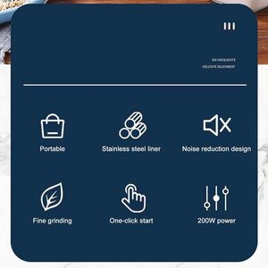 Molino Eléctrico Portátil Pequeño de Acero Inoxidable de Alta Calidad, 220v 300w, Azul, para Quinoa, Trigo, Arroz y Soya - Product Image 3
