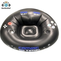 Fauteuil gonflable de style moderne noir pour e-sport, canapé de jeu gonflable en PVC avec porte-gobelet, design pliable