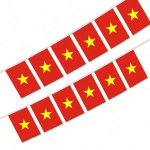 Banderas pequeñas de poliéster al por mayor de Vietnam, mini banderines nacionales vietnamitas para decoración - Product Image 5
