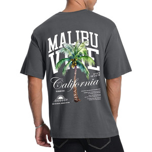 T-shirt Grafica a Maniche Corte da Uomo con Stampa Palma, in Jersey Misto Cotone-Bambù 220gsm di Mal - Product Image 4