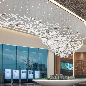 Mới sang trọng kính lá dẫn đèn chùm đèn cho các dự án thương mại Tùy chỉnh tiệc ấm trắng đương đại Scandinavian tối giản - Product Image 4