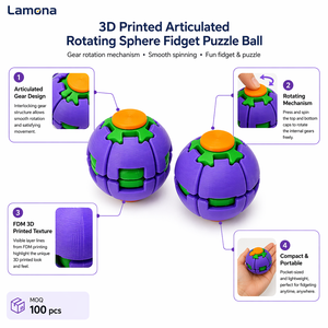 ลูกบอลหมุน 3 มิติ พิมพ์ด้วยเทคโนโลยี <span class=keywords><strong>3D</strong></span> ของเล่นเสริมสมาธิ ขายส่ง รุ่น Gear Spinner 12+ สำหรับผู้ใหญ่ ทุกเพศ วัสดุ PLA รักษ์โลก - Product Image 5