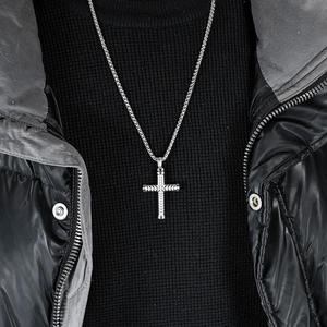 Unisex <b>Cross</b> Necklace Stainless Steel Pendant Geometric Design For Fashion Jewelry - Product Image 3