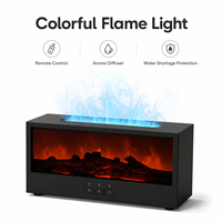 Diffuseur d'arômes pour cheminée de bureau avec flamme simulée 3D, éclairage ambiant sept couleurs, humidificateur à brume froide alimenté par USB, arrêt automatique