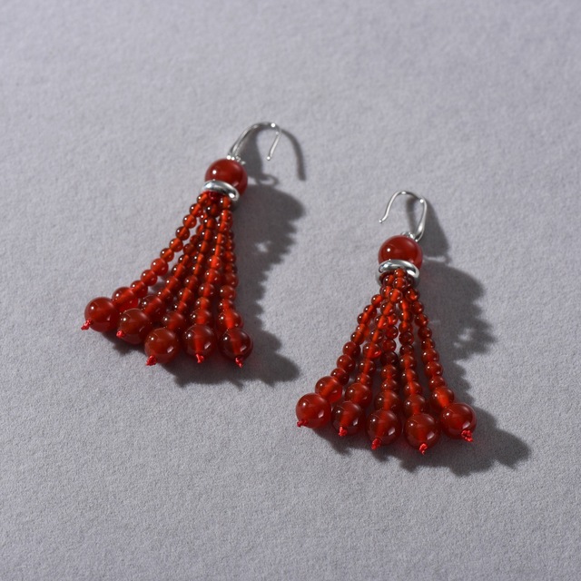 Fashion Bohemia Gradient Agate Tassel Drop Earrings Silver Plating Women Pierced Dangle Earrings High Quality Jewelry for Party
