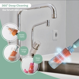 New Hot Trending 3In1 Nordic Style Small Travel Baby Multipurpose Silicone Cordless Electric <strong>Bottle</strong> Cleaning <strong>Brush</strong> - Product Image 3