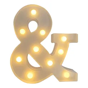 Decorative LED Light Up Number Letters White Plastic Marquee Number Lights Sign Party Wedding Decor Battery Operated Number